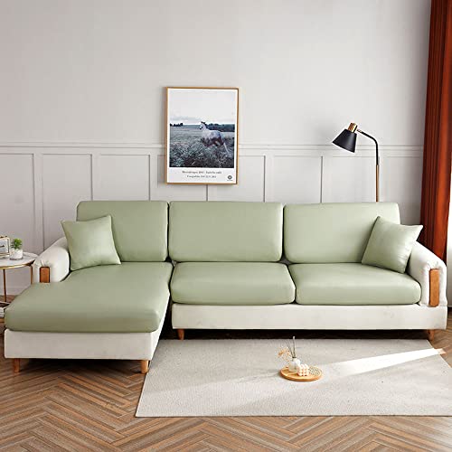 Housse de coussin en cuir PU vert clair design extensible de taille L - 2