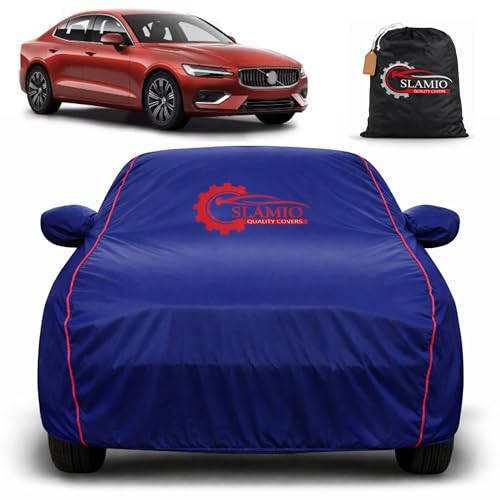 Image of Car Cover for Volvo S60 | 100% Waterproof Heavy-Duty 3-Layer Car Body Cover | All-Weather Rain, UV, Sun & Dust Protection | Custom Fit | Mirror & Antenna Pockets | Navy Blue