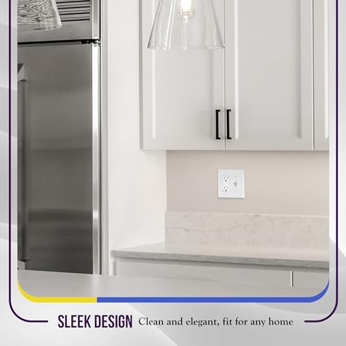 Image of ENERLITES Combination Toggle Light Switch /Decorator Switch Wall Plate, Mid-Size 2-Gang 4.88 inch x 4.92 inch, Polycarbonate Thermoplastic, 881131M-W, White, 2 Pack