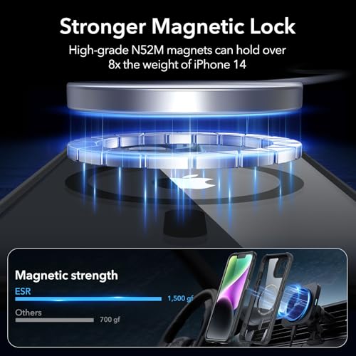 Image of ESR for iPhone 14 Pro Max Case, Compatible with MagSafe, Full-Body Military-Grade Drop Proof Case for iPhone 14 Pro Max with Built-in 9H+ Tempered Glass Screen Protector, Clear Black