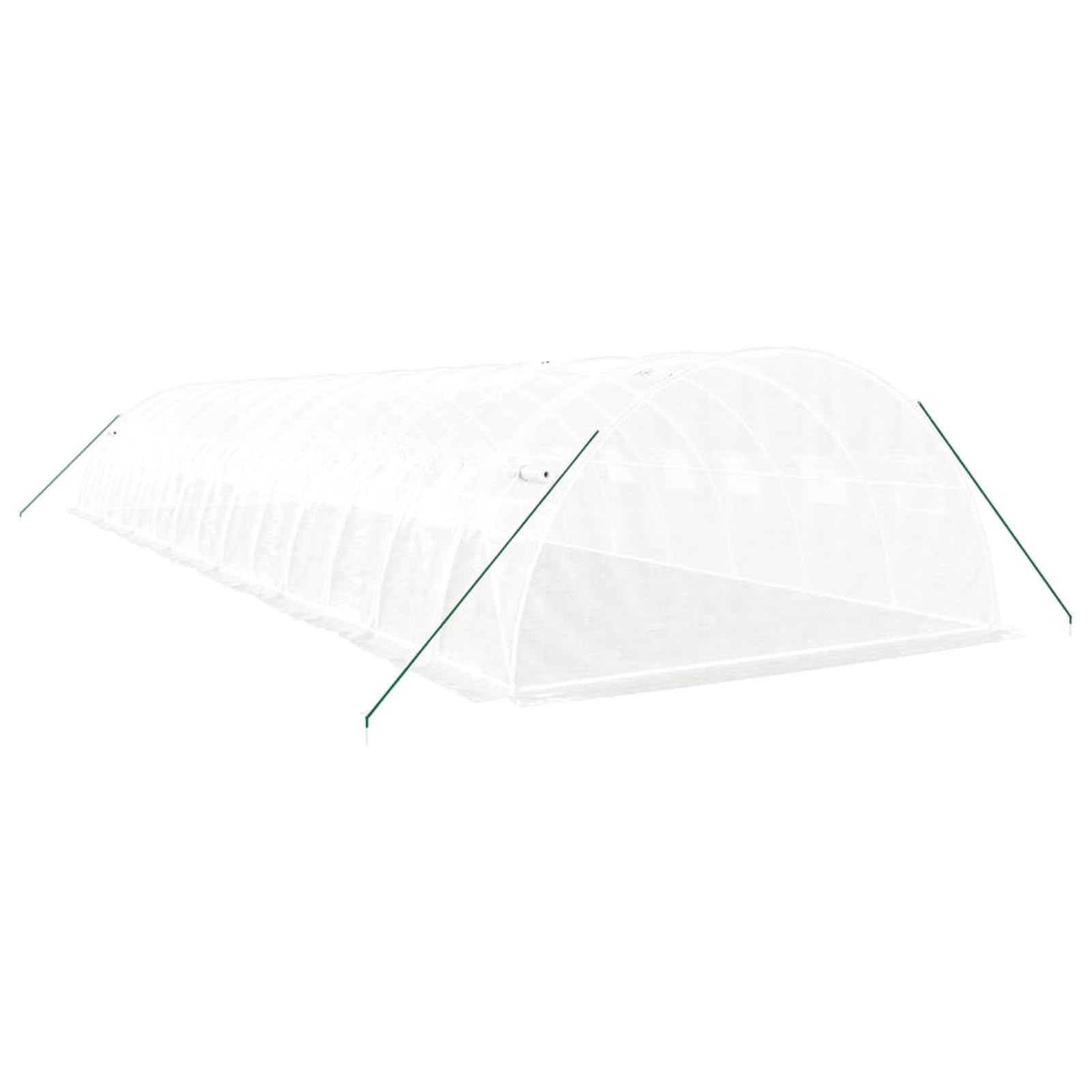 Szklarnia ze stali ocynkowanej, 140 g/m² PE, biała, 56 m² (14 x 4 x 2 m), z zwijanymi oknami z siatki i drzwiami z zamkiem błyskawicznym