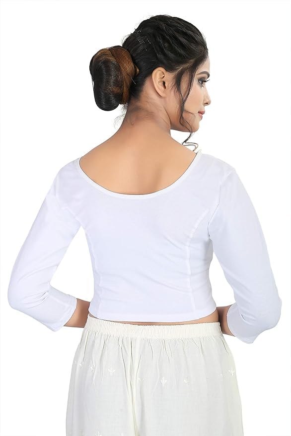 Image of Fressia Fabrics Women's Cotton Readymade Saree Blouse Stretchable Crop Top Choli Bustier Top
