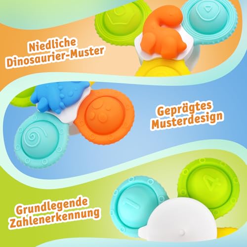 Miniatura 4 de Echocube Juguete Giratorio Con Ventosa, 3 Piezas De Juguetes Sensoriales De Baño, Juguetes De Viaje Giratorios De Silicona Para Niños Pequeños De 3 Años En Adelante