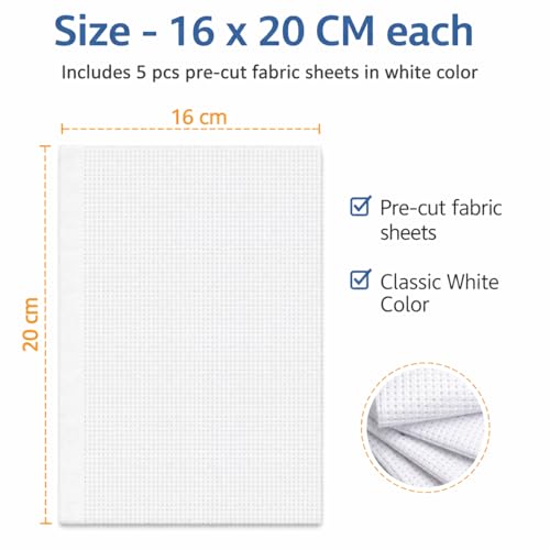 Image of Asian Hobby Crafts Matty Fabric for Embroidery, Cross Stitch, and Knitting, Sewing Fabric, DIY Cross Stitch Projects, (Size : 1 X 1 Metre, Color - White)