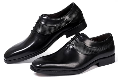 Santimon Men's Oxfords Formal Dress Genunie Leather Plain Toe Suit Shoes Men's Fashion Prom Wedding Business Causal Derby Comfortable Tuxedo Shoes for Men2