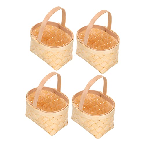 8 Pcs Wood Chip Basket Mini Wood Basket Sundries Basket Arrangement Basket Desktop Decor Basket Small Wood Basket Wedding Basket Party Favors Basket Hand-held Basket