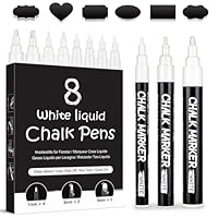 AOSUCO White Chalk Pens, Washable Liquid Chalk Pens for Blackboards, Window, Glass, Chalkboard, Jars, Wipeable Blackboard Pens