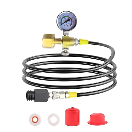 Soda Maker Co2 Tanks Adapter Hose, with 4500psi Big Pressure Gauge, Soda Co2 Quick Cylinder Adapter Compatible with Fizzi/Onetouch/Jet/AQUA FIZZ Blue Cylinder Soda Maker Accessories (36 inch)