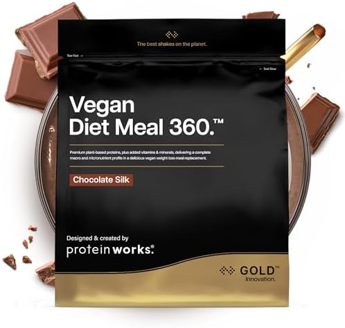 Protein Works | Vegan Diet Meal 360 - Gold, Chocolate Silk, 500g | Veganer Protein-Mahlzeitenersatz-Shake, Abnehmen Shake, unterstützt gesundes Abnehmen, Vollwertige Ernährung, Ome