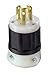 Leviton 4720-C 15 Amp, 125 Volt, NEMA L5-15P, 2P, 3W, Locking Plug, Industrial Grade, Grounding - Black-White