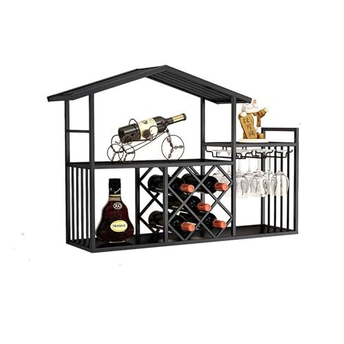 Étagère murale à vin en bois, étagère à liqueur suspendue et mini-bar de salon