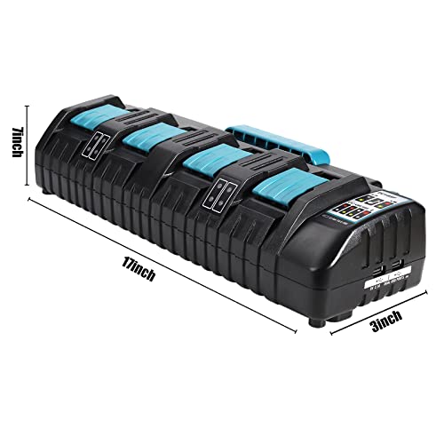 18V 4 Port Charger Dc18Sf For Makita 14.4V-18V Lithium Batteries Bl1850 Bl1815N Bl1830 Bl1840 Bl1850 Bl1860 Yex-Bur 3A Rapid Charger With 2 Usb Ports, Replace Dc18Rd Dc18Re Dc18Rc #TOP6