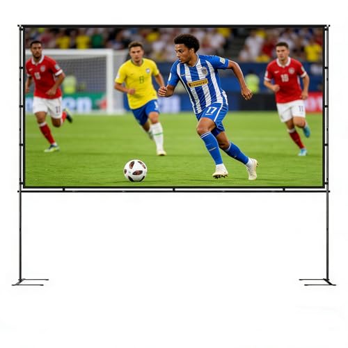 100-inch Portable Projector Screen with Stand | 16:9 HD 4K Wrinkle-Free Indoor/Outdoor Screen for Home Cinema, Backyard Movies & Camping - Thumbnail 6