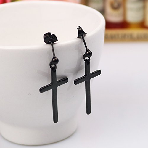 gazechimp Aço Inoxidável 316L Sólido Pequeno Crucifixo Cruz Dangle Brincos Mulheres Masculinas