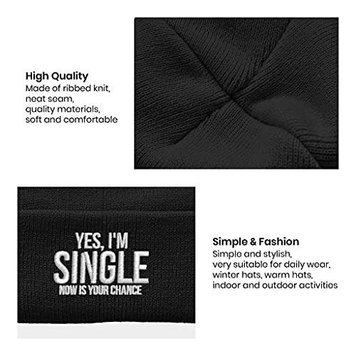 Image of Embroidery Goth Beanie Knit Hats for Men & Women, Embroidery Winter Hats Skull Cap