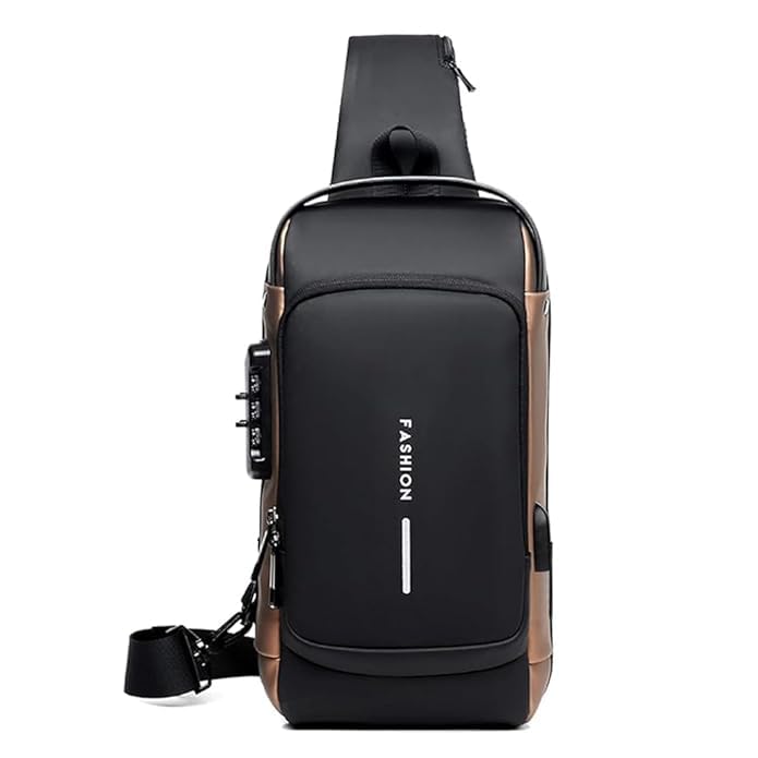 Chest Bag for Men Waterproof Anti Theft Sling Bag Travel Oxford Cloth with Safety Password Lock USB Port Crossbody Outdoor Bag for Men-image-15