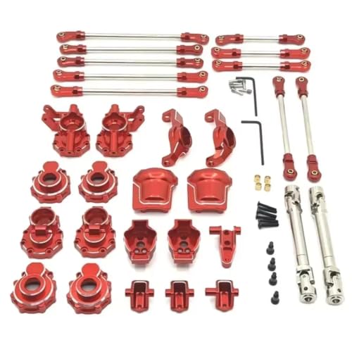 Essieu avant arrière WLtoys 104006 avec arbres d'entraînement aluminium rouge