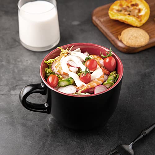 Amorarc 24 Oz Soup Mugs With Handles, Jumbo Ceramic Bowls Mugs Set With Handles For Coffee Cereal Cappuccino Snacks, Microwave&Dishwasher Safe Soup Cups For Meal-Burgundy #TOP4