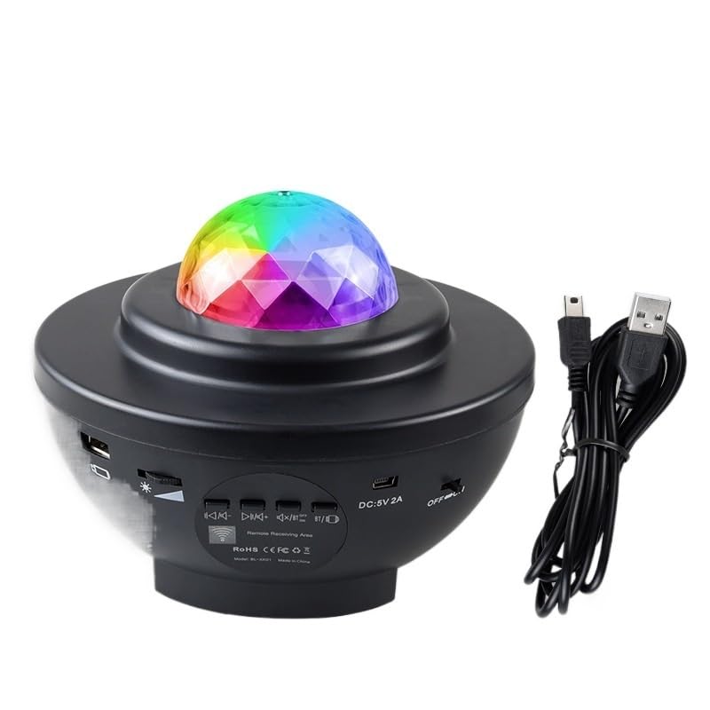 NOAMED 4pcs/lot Full Star Projection Light LED Bluetooth Music Projection Light Creative Gift USB Atmosphere Night Light (Color : Black)