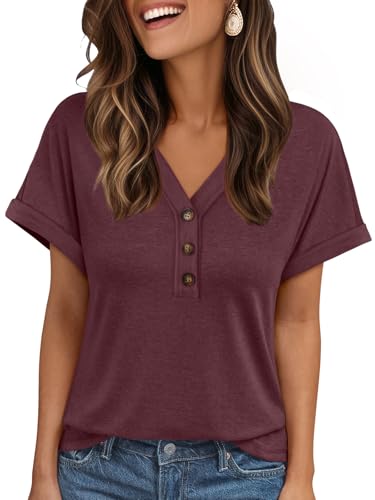 AUTOMET Short Sleeve V Neck T Shirts Womens Cap Sleeve Summer Casual Dressy Tops