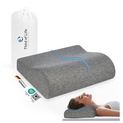 Third of Life Coussin de Voyage Onda, Oreiller Cervical Ergonomique Contre Les douleurs de Cou, Oreiller en Mousse à mémoire de Forme pour Enfants et...