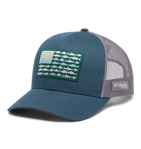 Columbia Unisex PFG Fish Flag Mesh Snap Back, Midnight Teal/Kettle/Fish Flag, One Size