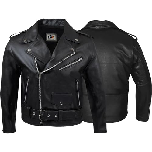 German Wear Motorradjacke Rockerjacke Chopper Lederjacke Brando Retro...