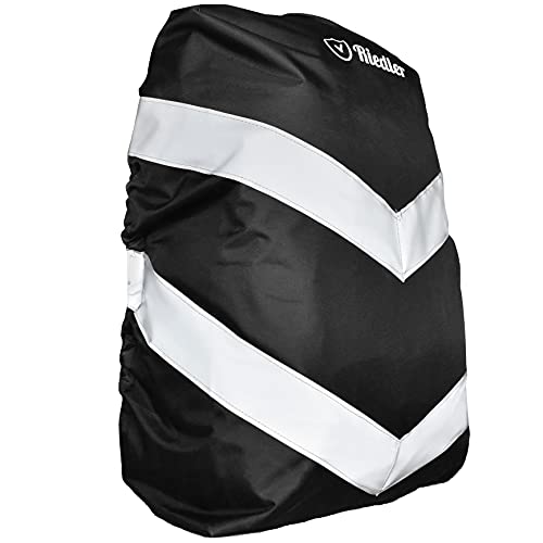 Riedler® Rucksack Regenschutz bis 30L für Alltagsrucksäcke und Schulranzen, 100% wasserdichte Regenhülle mit stark reflektierenden Streifen (Schwarz) Cover