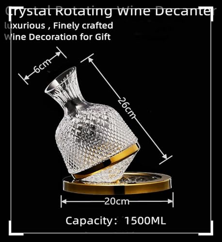 Wine Decanter Set - Crystal Spinning Red Wine Decanter Carafe, Christmas Wine Gift, 1.5L Golden Glass Wine Aerator Liquor Dispenser, Jarler Hand Blown Decanter, Wine Lover Gift (Gold) by Jarler - Image 3