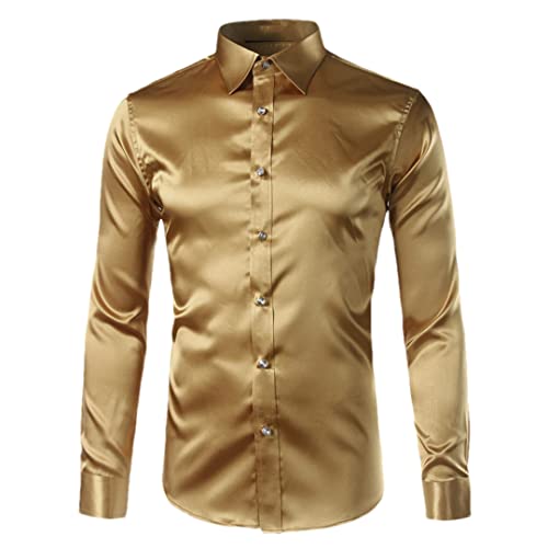 Chemise en soie homme satin lisse coupe ajustée pour éviter les plis XL