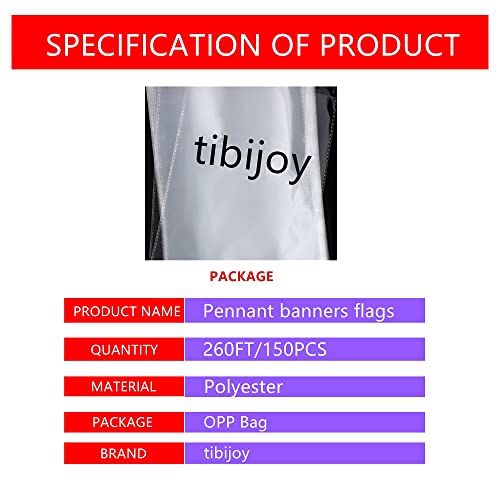 Tibijoy 260 Feet Red Pennant Banners Flags Diy String Triangle Bunting Flags Polyester Banners For Party Grand Opening,Christmas Party,Outdoor Decorations,150 Pcs #TOP7