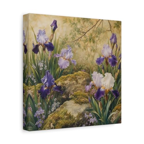 Toile Iris Jardin Vintage Décoration Murale Salon au-dessus du Canapé