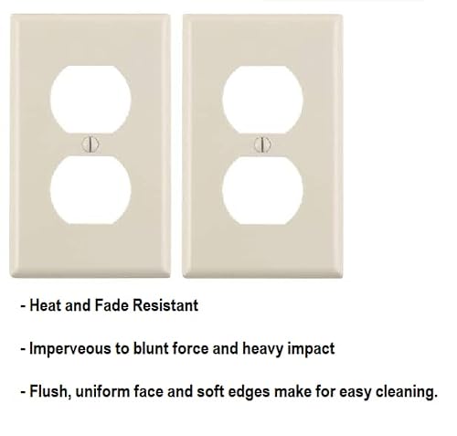 Riteav Duplex Outlet Wall Plate, Receptacle Outlet Cover, Electric Plug Cover, Standard-Sized 1-Gang - Light Almond (2 Pack) #TOP3