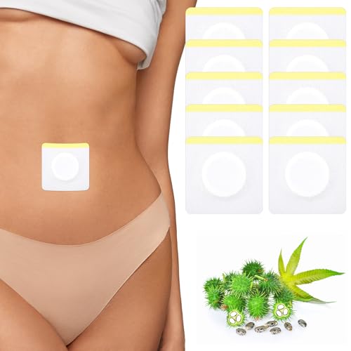 50Pcs Disposable Castor Oil Belly Button Patch Self-Adhesive Organic Castor Oil Patches Portable Highly Absorbent Castor Oil Pack Wrap for Belly Button (Oil Not Included)