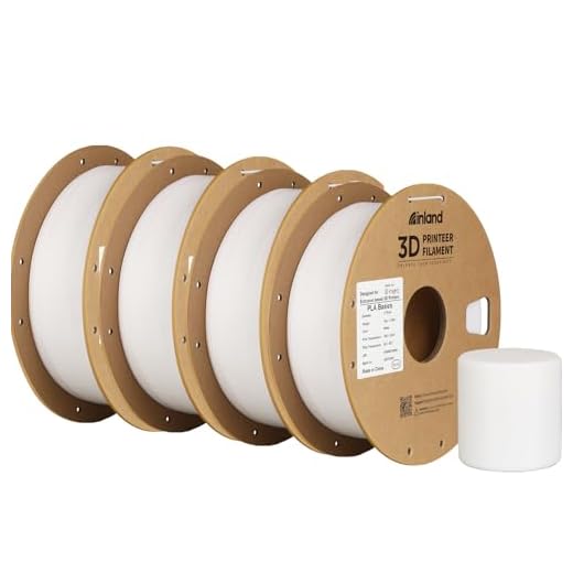 Inland PLA Basics Filament 1.75mm, 1kg Spool – Dimensional Accuracy ±0.02mm, Neatly Wound, Fits Most FDM 3D Printers (White, 4 Pack)
