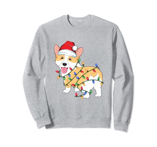 Corgi albero di natale luci di natale amante dei cani bambini ragazzi felpa