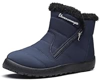 Vunavueya Winterstiefel Damen Warm gefütterte Winterschuhe Schneestiefel Winter Schlupfstiefel Kurzschaft Stiefel Boots Schuhe Blau Navy 40.5 EU_260