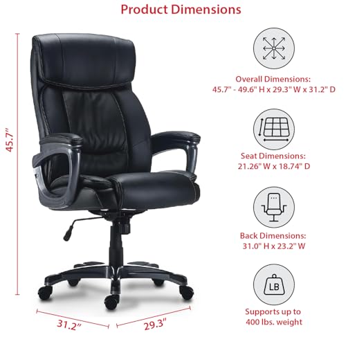 Staples 58067 Lockland Managers Chair, Bonded Leather Big And Tall Cushioned Office Chair thumb #5