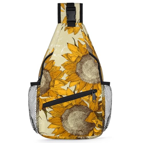Sac poitrine homme tournesols vintage en polyester pour le camping et le quotidien