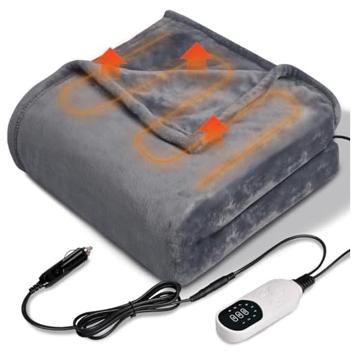 Ghzste 12V 48W beheizbare Autodecke aus weichem Flanell, ideal als Auto-Heizdecke, Hunde-Kofferraumheizung oder elektrische Heizdecke mit 3 Zeit- und 9 Heizstufen 100 x 75cm