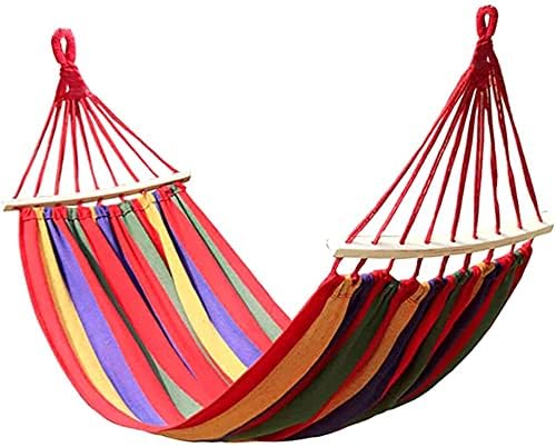 Cotton Striped Foldable Hammock/Hanging Bed for Camping & Outdoor Activities Outdoor Camping Canvas Fabric Portable Garden Hammocks-image-1