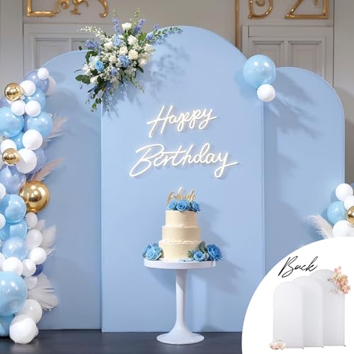White Blue Arch Backdrop Cover Set of 3 Wedding Arch
