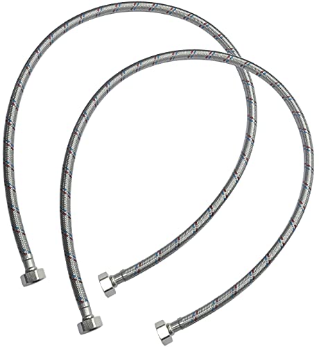 AERZETIX - C50986 - Lot de 2 - Tuyau de raccordement flexible - 1000mm - 1/2 Femelle/Femelle - robinet mitigeur sanitaire cuisine salle de bain plomberie