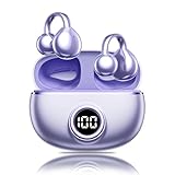 イヤホン bluetooth ワイヤレスイヤホン【2025年最先端 オープンイヤーヘッドホン】業界トップ Hi-Fi音質Bluetooth5.49 瞬時接続 ブルートゥースイヤホン 骨伝導イヤホンの革新 最大60時間再生 耳挟み型 耳を塞がない 空気伝導イヤホン マイク付き Type-C急速充電 超軽量 LED ディスプレイ残量表示 両耳 片耳 IPX7防水 通勤/スポーツ(パープル)
