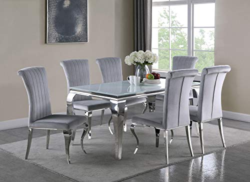 Coaster Furniture Carone Glass Top White And Chrome Dining Table 115091 #TOP3