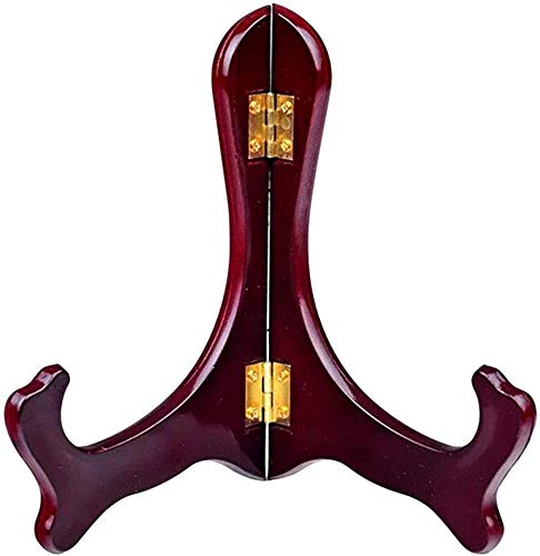 Onwon 2 Pieces Wooden Easel Mahogany Finish Display Stand Plate Holder Picture Frame Folding Display Stand (7 Inches)