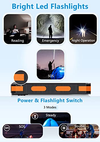 Solar Power Bank, Solar Charger, 25000Mah Portable Charger External Battery Pack With Dual Dc 5V Usb-A Outputs Ports Compatible With Iphone, Samsung Galaxy, Bright Led Flashlight Perfect For Camping #TOP3