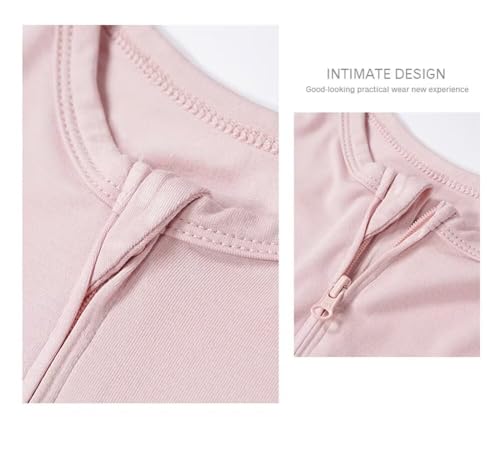 Teach Leanbh Unisex Baby 2 Pack Bamboo Viscose Pajamas Short Sleeve 2 Way Zipper Romper Jumpsuit Sleep and Play3