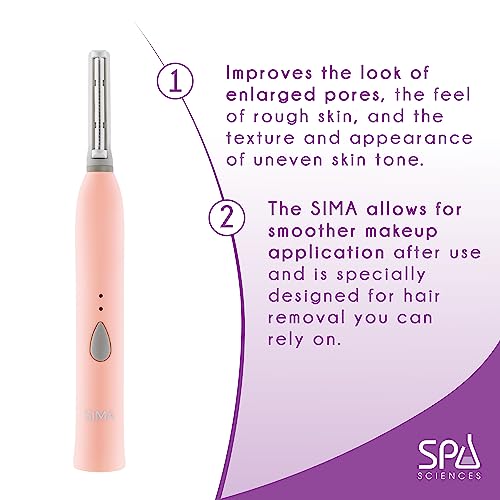 SPA-SCIENCES-SIMA-Dermaplaning-Tool-Patented-Painless-2-in-1-Facial-Exfoliation-Peach-Fuzz-Hair-Removal-System-w-7-Weeks-Treatment-Included-Anti-Aging--3-Speeds-Rechargeable