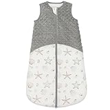 TURMIN Saco de Dormir para Bebé 1.5 TOG, Manta Portátil para Recién Nacido de Algodón Suave para Guardería para Bebé con Cremallera Bidireccional, Gris, M (6-12 Meses)